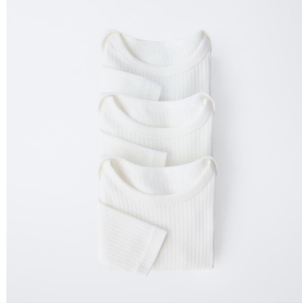 Package Of Three Ribbed Longsleeve Bodysuits
